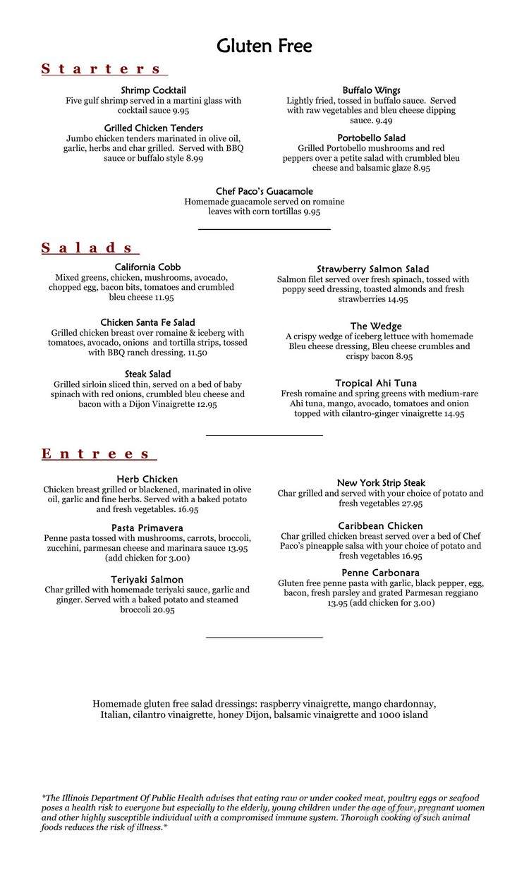 Chessie's 111 Grille - Barrington, IL menu_pic