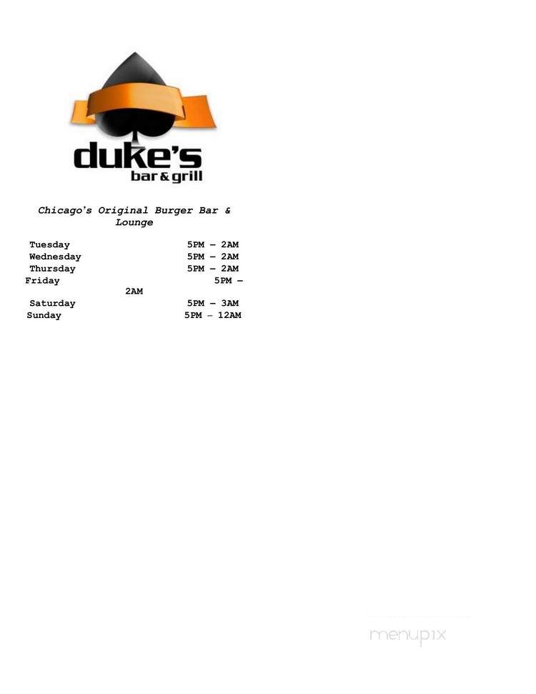 Dukes Chicago Bar & Grill - Chicago, IL menu_pic
