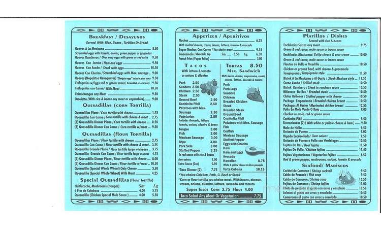 El Chorrito - Chicago, IL menu_pic