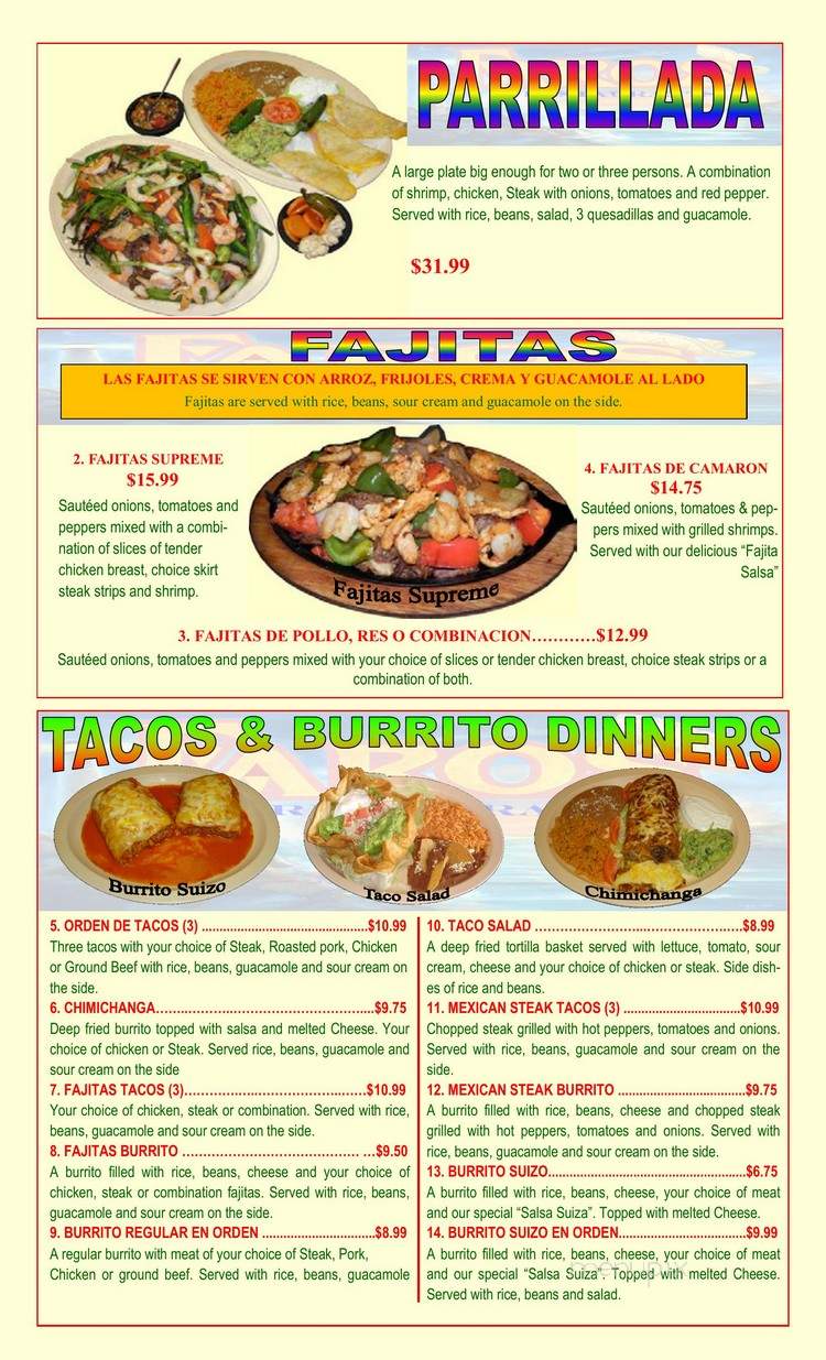 El Faro - Bartlett, IL menu_pic