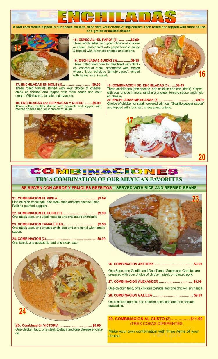 El Faro - Bartlett, IL menu_pic