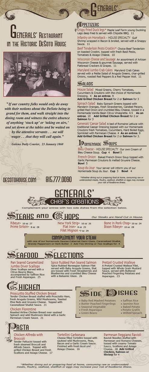 General's Restaurant - Galena, IL menu_pic