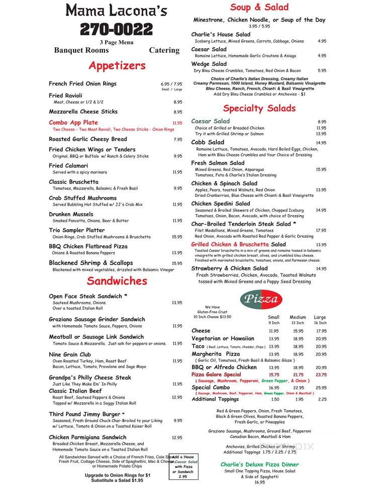 Mama Lacona's Italian Restaurant - Urbandale, IA menu_pic