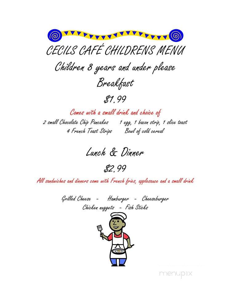 Cecil's Cafe - Marshalltown, IA menu_pic