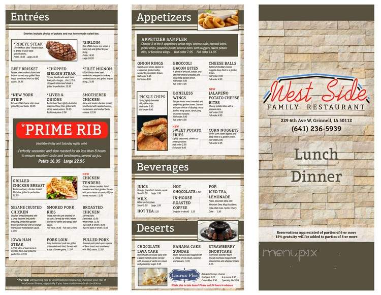 Westside Family Dining - Grinnell, IA menu_pic