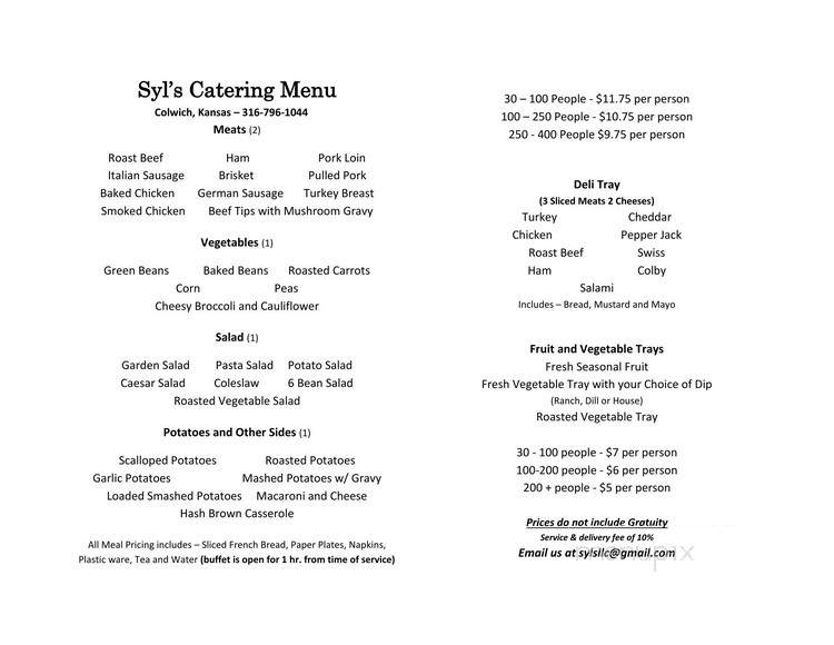 Syl's Restaurant - Colwich, KS menu_pic