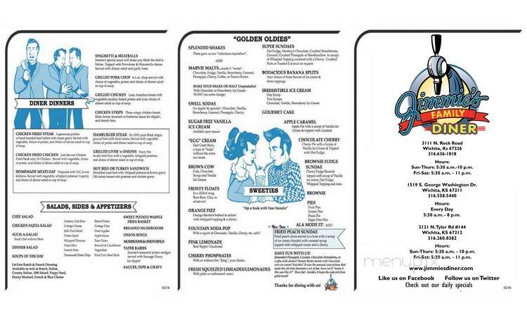 Jimmie's Diner - Wichita, KS menu_pic