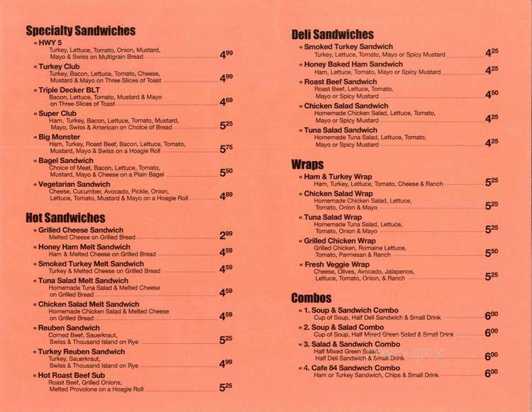 Cafe 84 - Overland Park, KS menu_pic