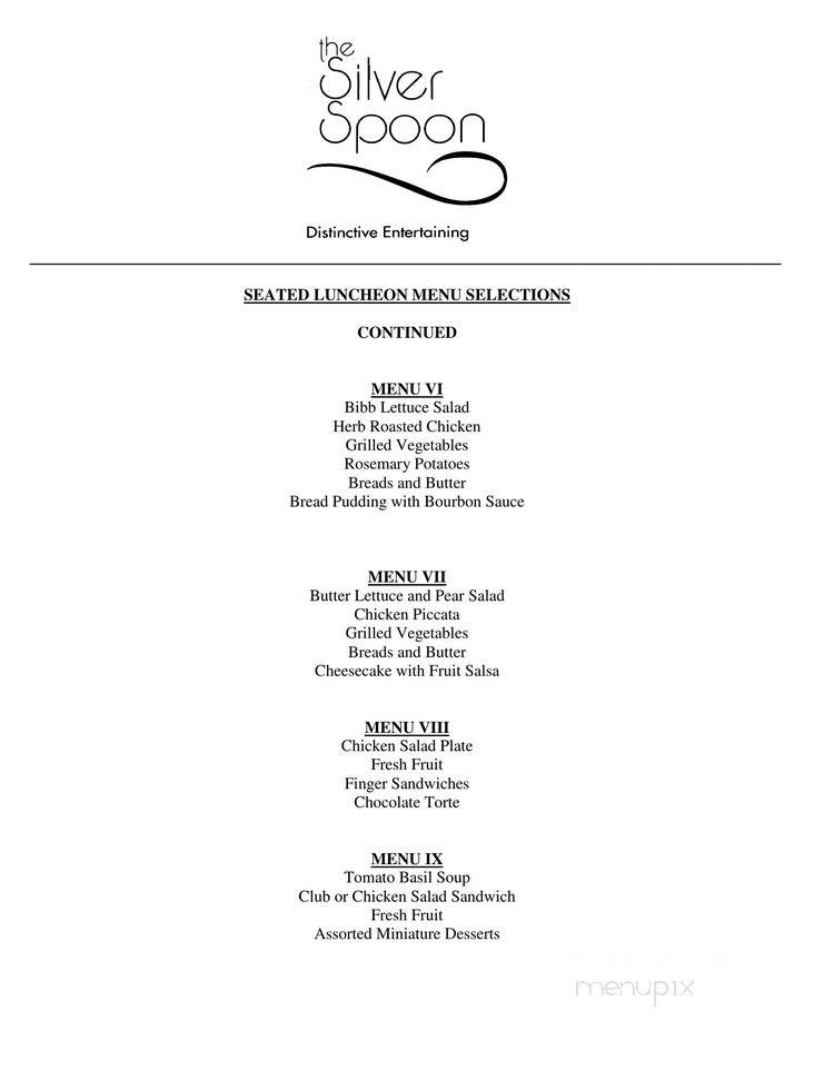 Silver Spoon - Louisville, KY menu_pic