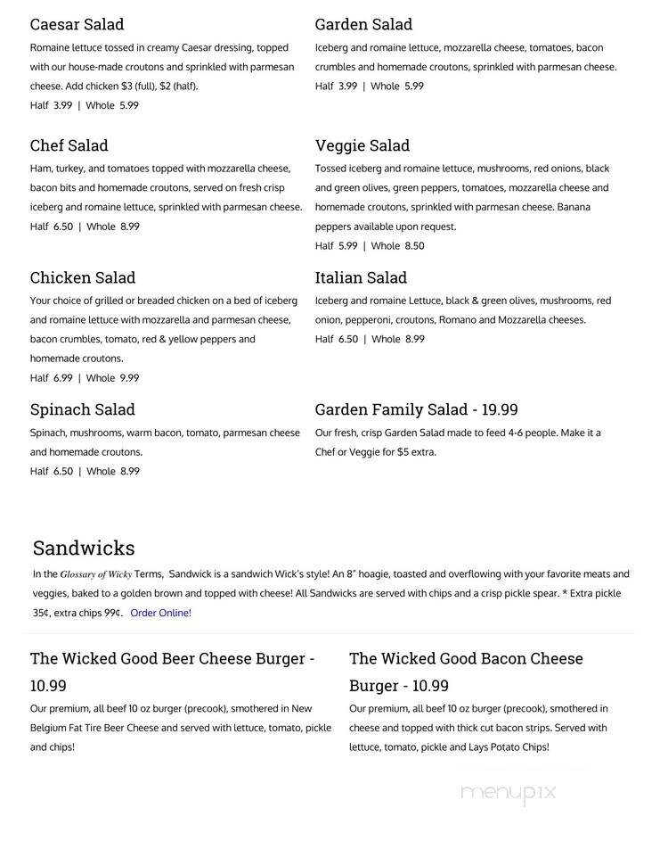 Wick's Pub - Louisville, KY menu_pic