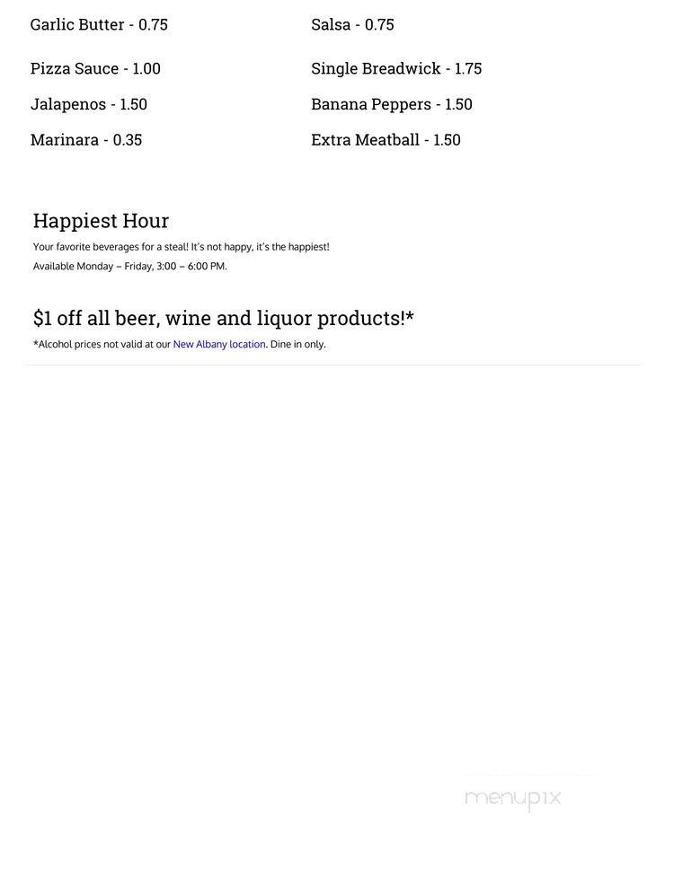 Wick's Pub - Louisville, KY menu_pic