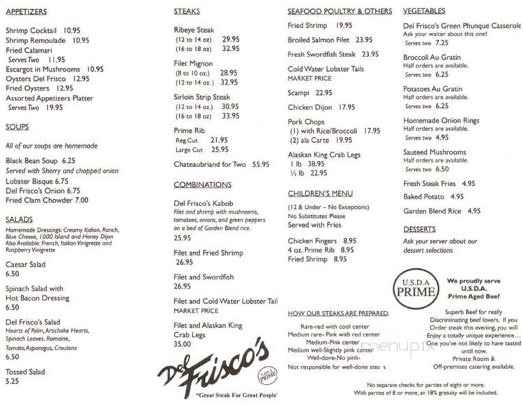 Del Frisco's - Saint Matthews, KY menu_pic