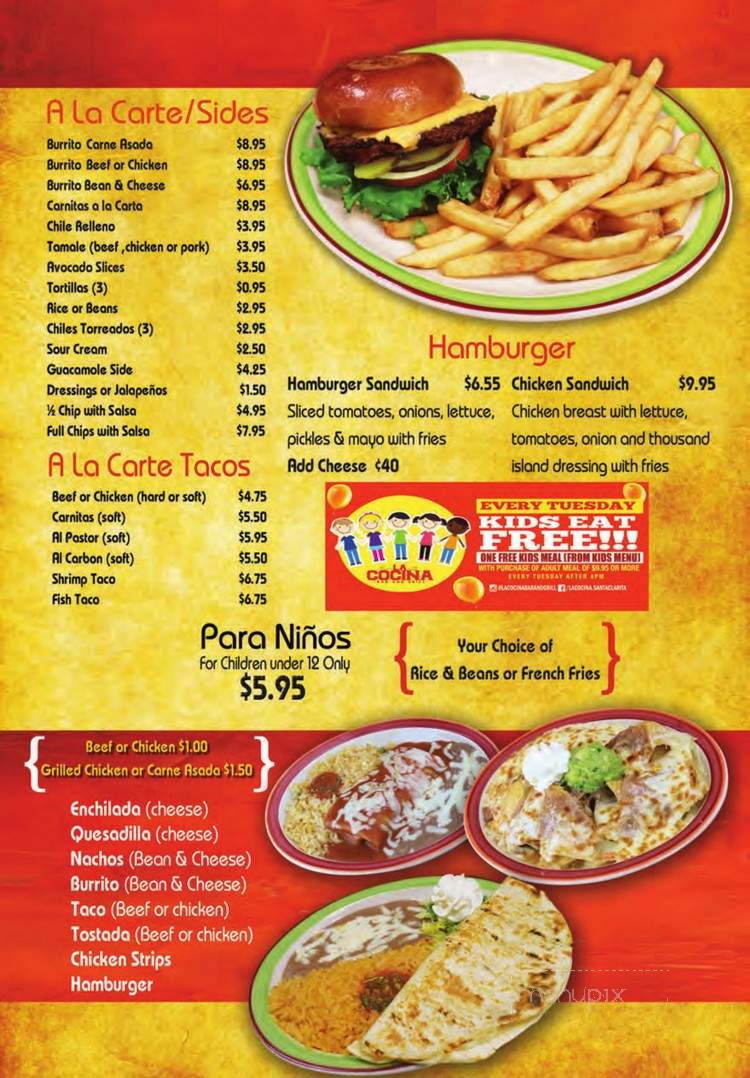 La Cocina Bar & Grill - Santa Clarita, CA menu_pic