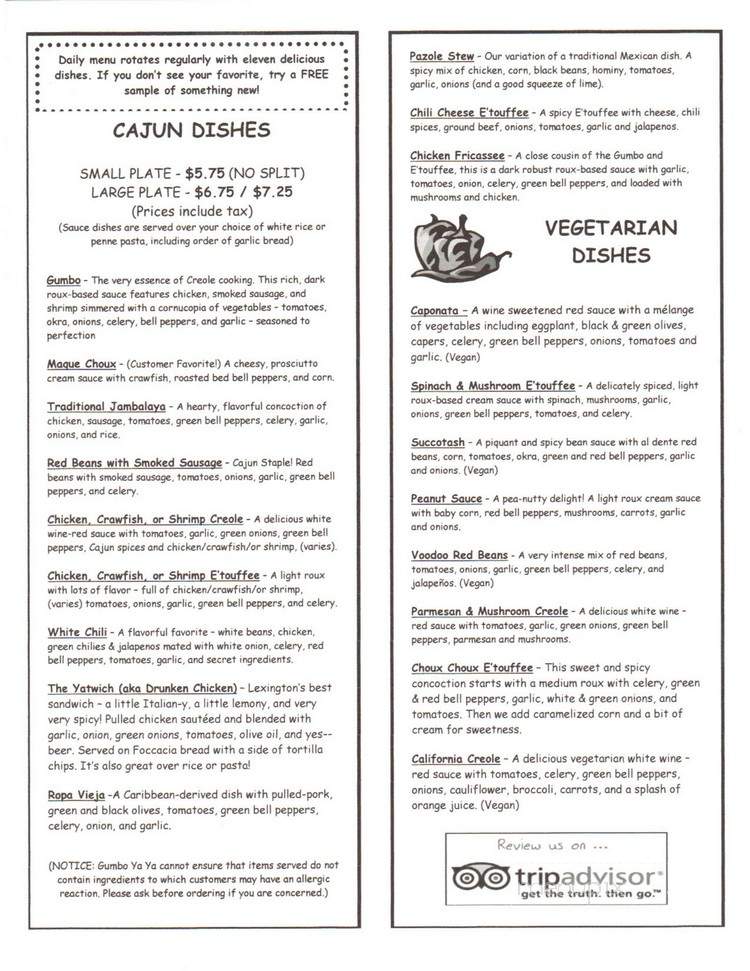 Gumbo Yay Ya - Lexington, KY menu_pic