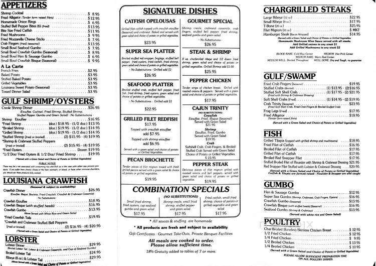 Soileau's Dinner Club - Opelousas, LA menu_pic