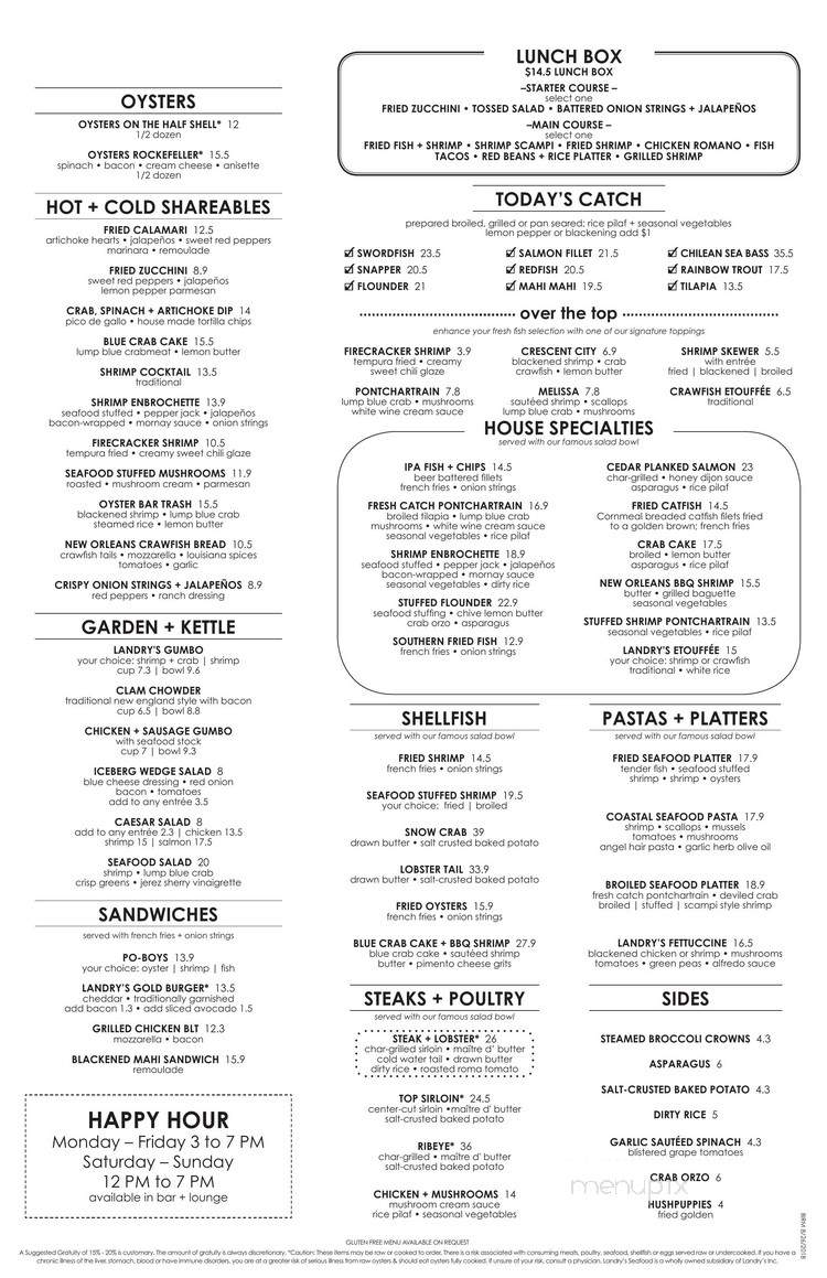 Landry's Seafood House - Breaux Bridge, LA menu_pic