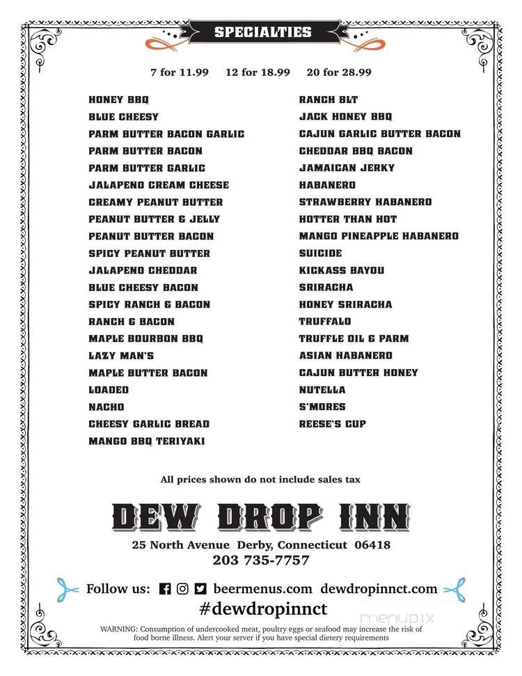 Dew Drop Inn - Derby, CT menu_pic