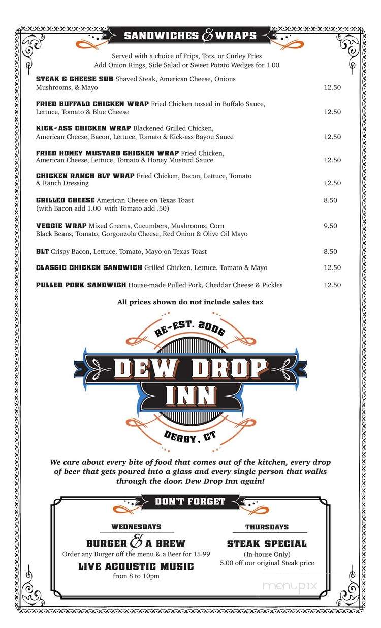 Dew Drop Inn - Derby, CT menu_pic