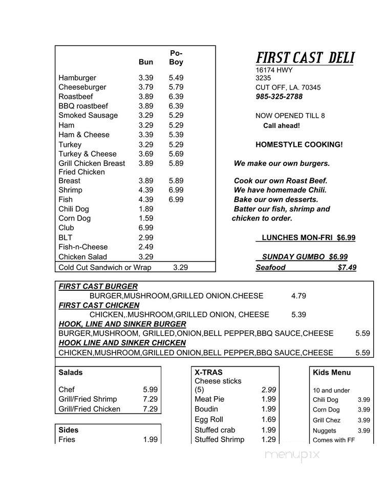 First Cast LLC - Cut Off, LA menu_pic