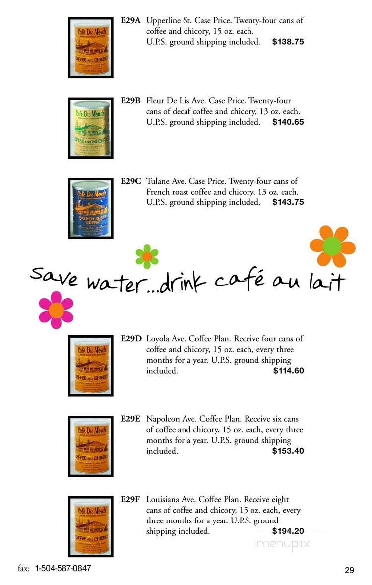 Cafe Du Monde Coffee Stand - New Orleans, LA menu_pic