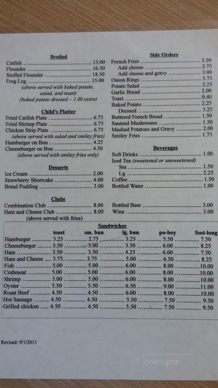 Boutte's Bayou Restaurant - Lafitte, LA menu_pic