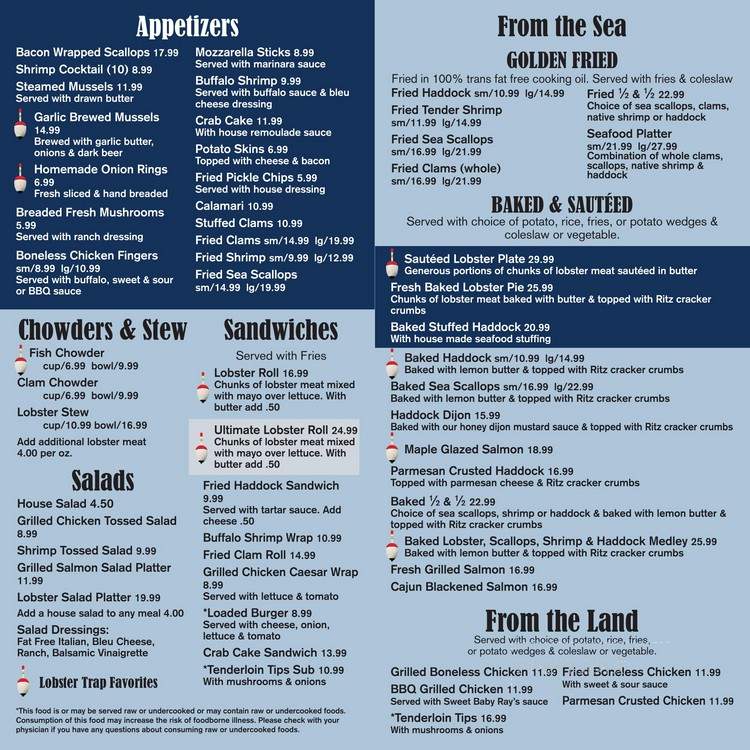 Lobster Trap & Steakhouse - Winslow, ME menu_pic