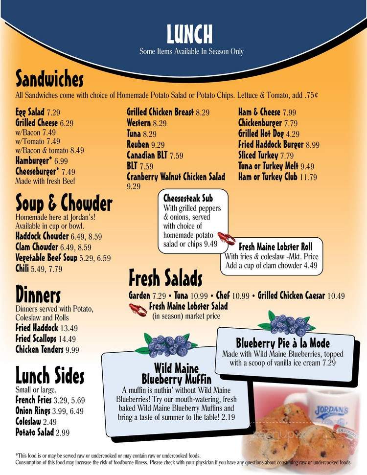 Jordan's Restaurants - Bar Harbor, ME menu_pic