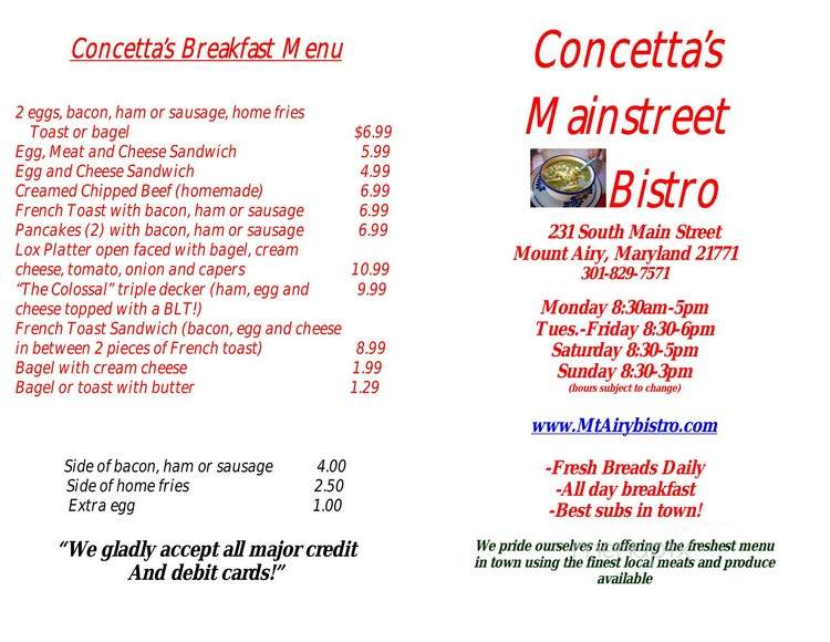 Concetta's Italian Grocer - Mount Airy, MD menu_pic