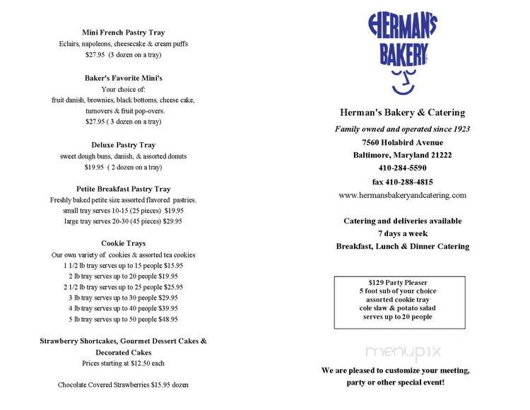 Herman's Bakery - Dundalk, MD menu_pic