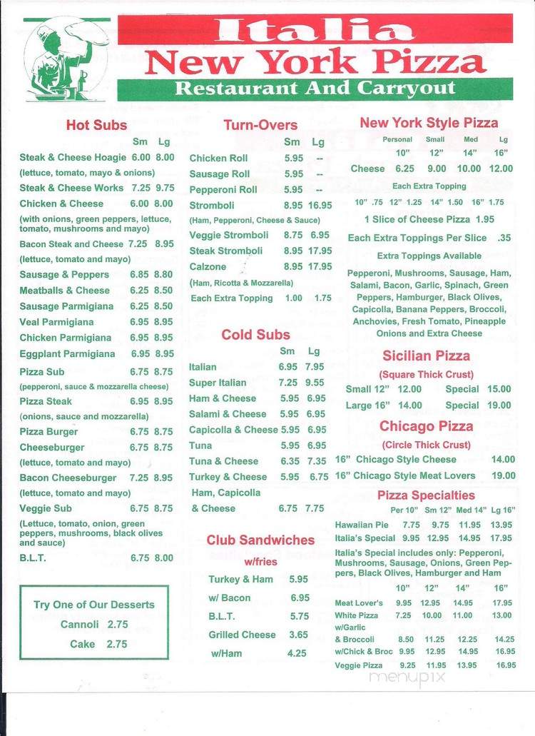 Italian New York Pizza - Walkersville, MD menu_pic