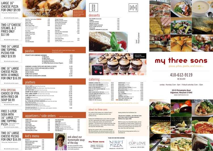 My Three Sons - Churchville, MD menu_pic
