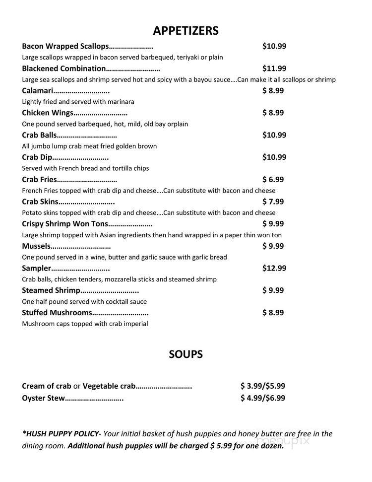 River's Edge Restaurant - Benedict, MD menu_pic