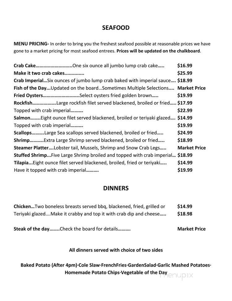 River's Edge Restaurant - Benedict, MD menu_pic