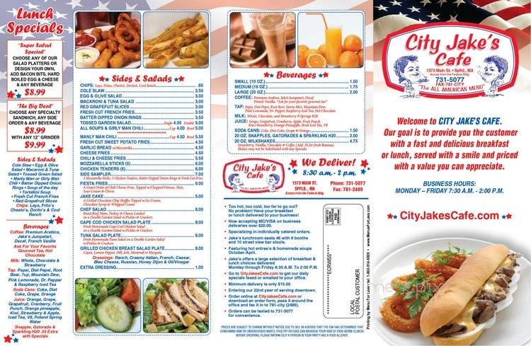 City Jake's Cafe - Springfield, MA menu_pic
