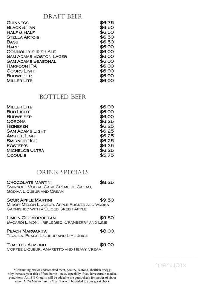 Connolly's Pub - East Boston, MA menu_pic