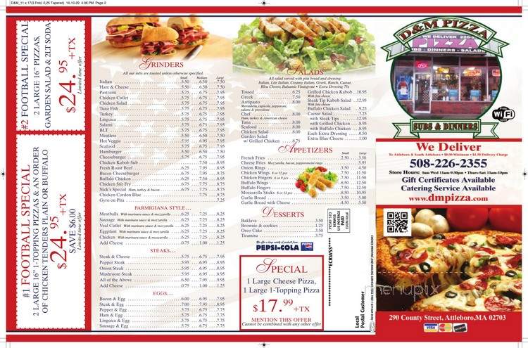 D & M Pizza & Subs - Attleboro, MA menu_pic