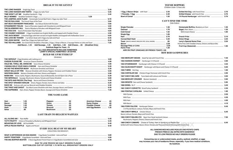 Doo Wop Diner - Malden, MA menu_pic