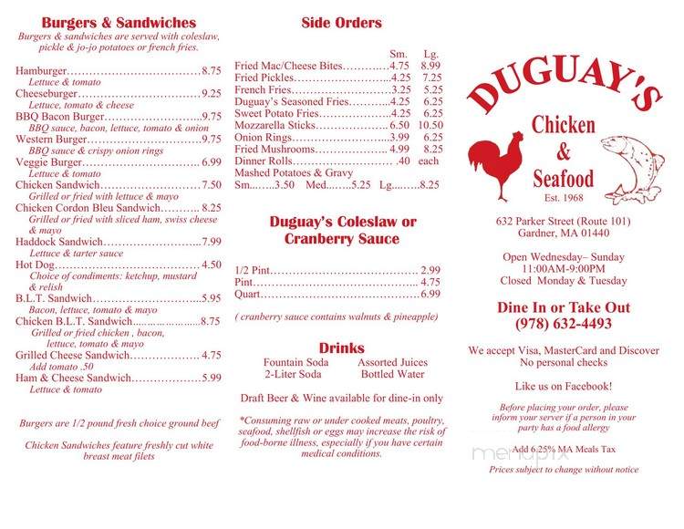 Duguay's Fried Chicken - Gardner, MA