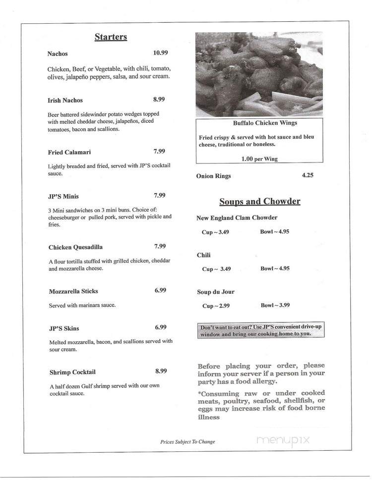 J P's Restaurant - Holyoke, MA menu_pic