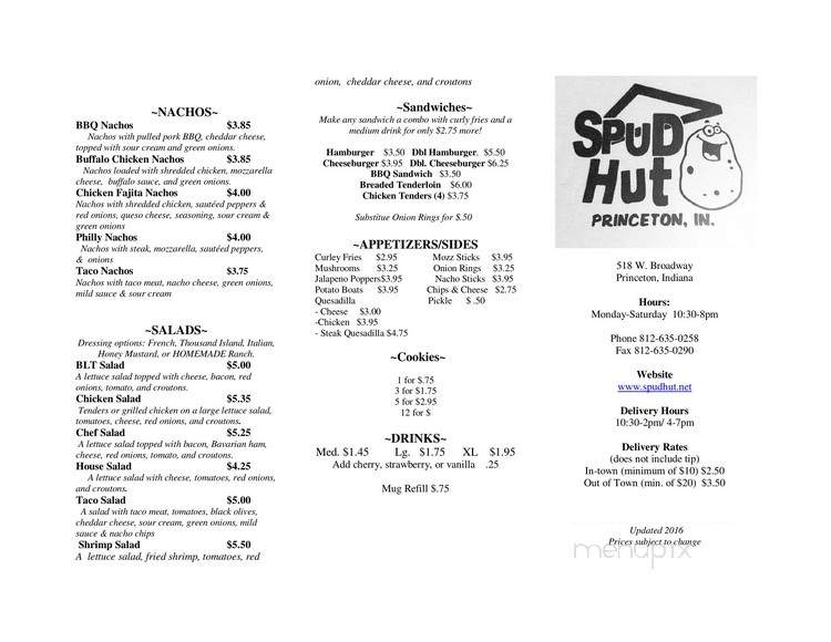 Spud Hut - Princeton, IN menu_pic
