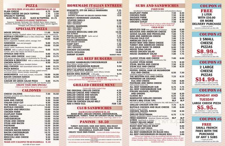 Maria's Pizzeria - Holbrook, MA menu_pic