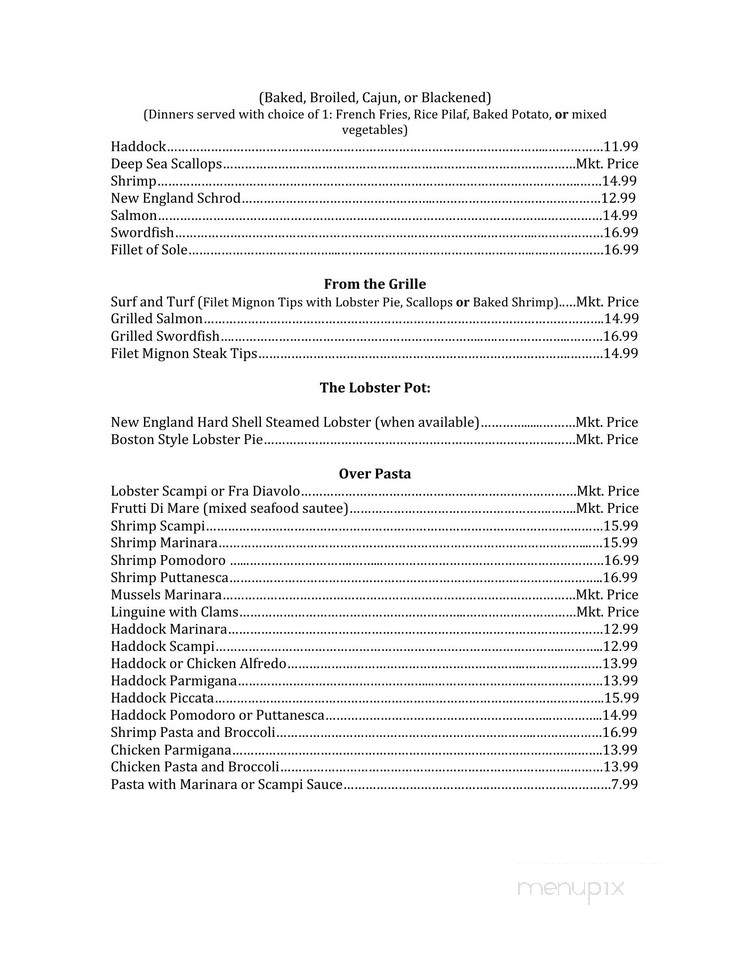 Moulton's Seafood Restaurant - Medford, MA menu_pic