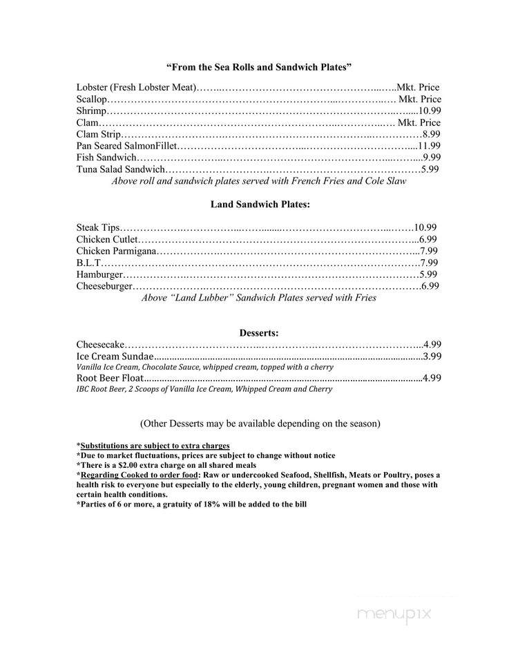 Moulton's Seafood Restaurant - Medford, MA menu_pic