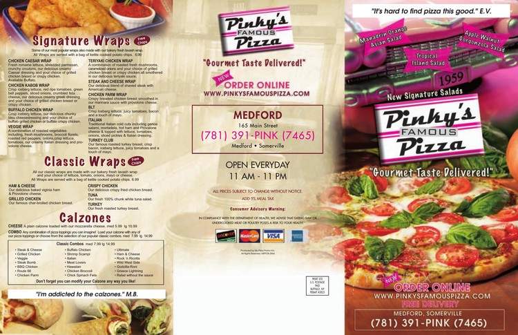 Pinky's Famous Pizza - Medford, MA menu_pic