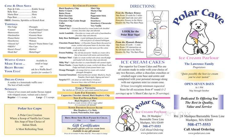 Polar Cave - Mashpee, MA menu_pic