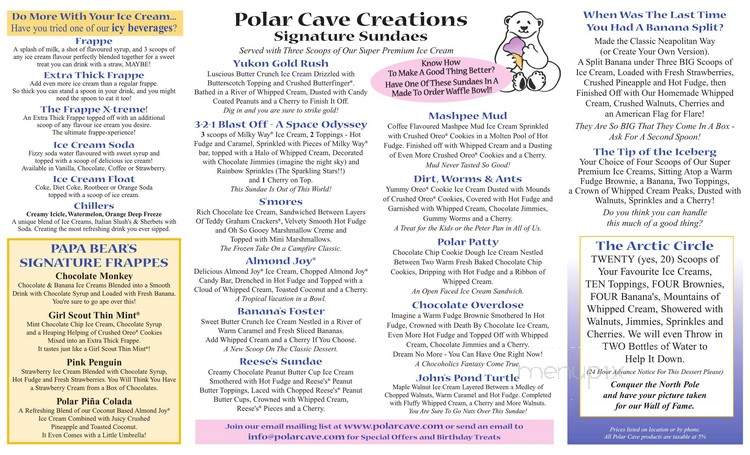 Polar Cave - Mashpee, MA menu_pic