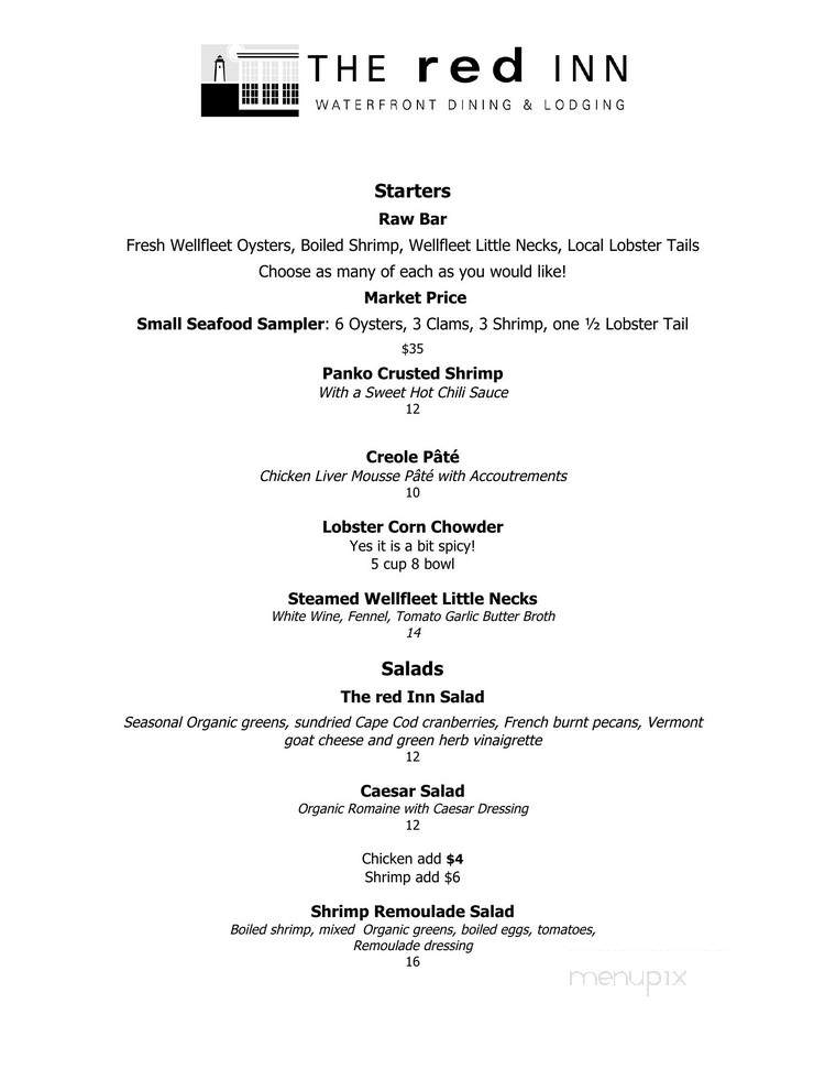 Red Inn & Restaurant - Provincetown, MA menu_pic