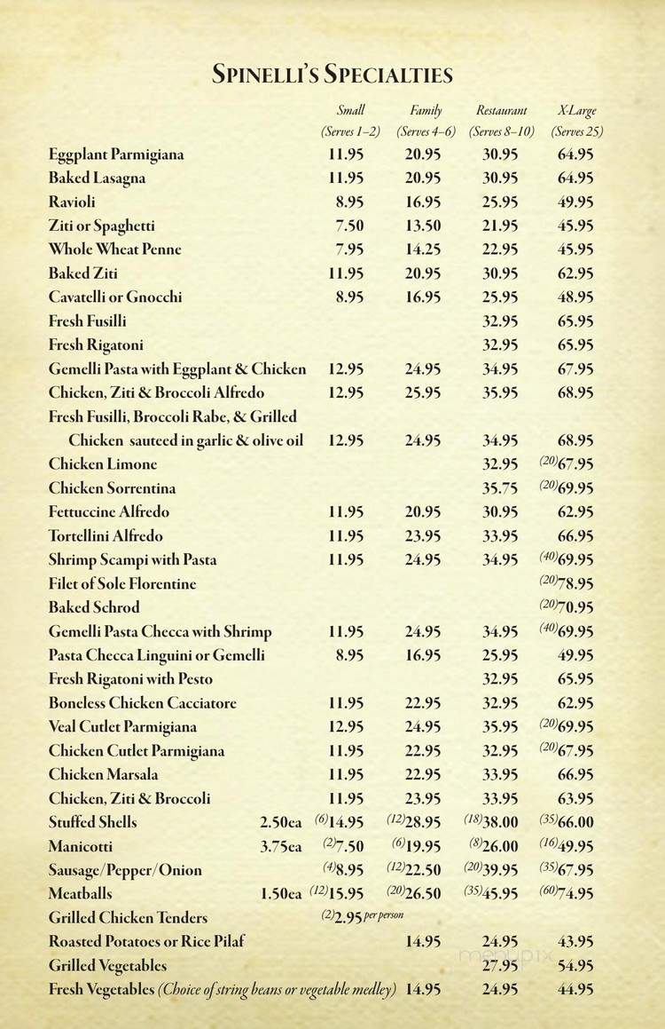 Spinelli's Pasta & Pastry Shop - Lynnfield, MA menu_pic