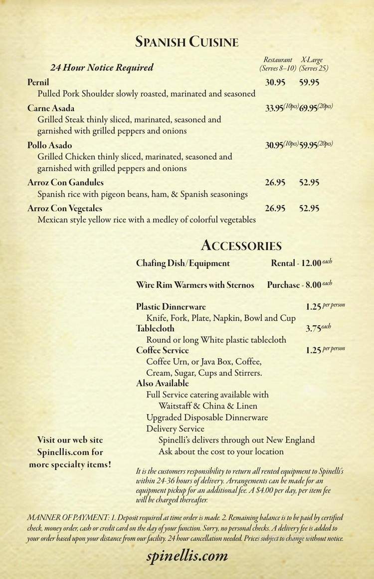 Spinelli's Pasta & Pastry Shop - Lynnfield, MA menu_pic