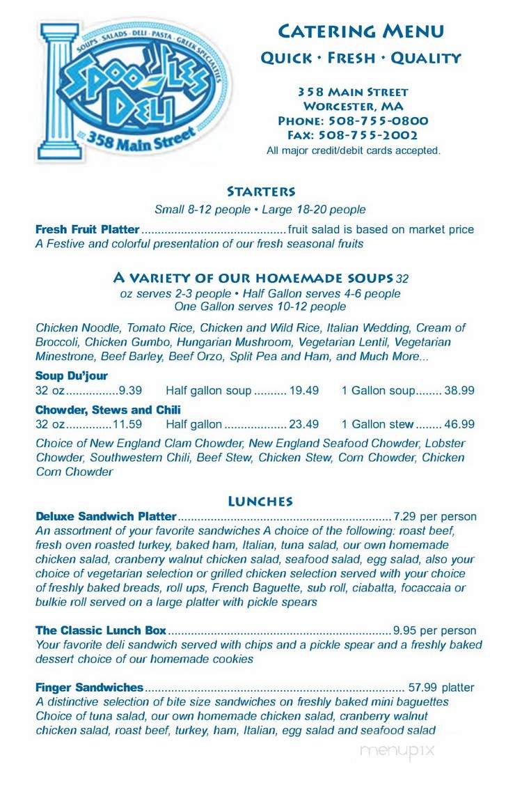 Spoodles At The Tower - Worcester, MA menu_pic